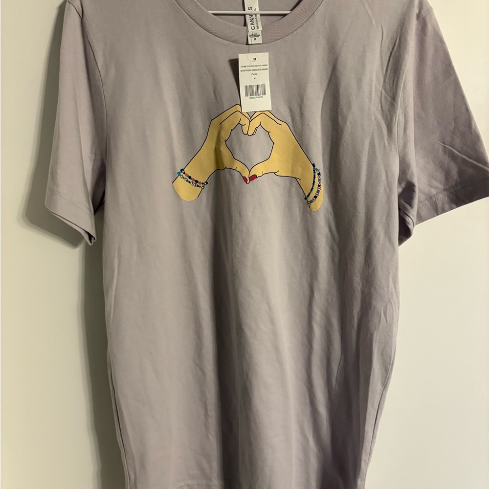 Lilac T-Shirt with Heart Hand Design